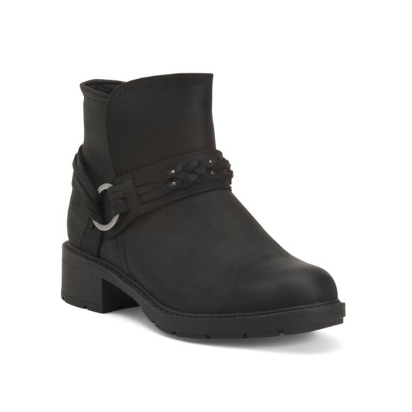 CLARKS Black Leather Hearth Kaylie Comfort Booties - Picture 1 of 2